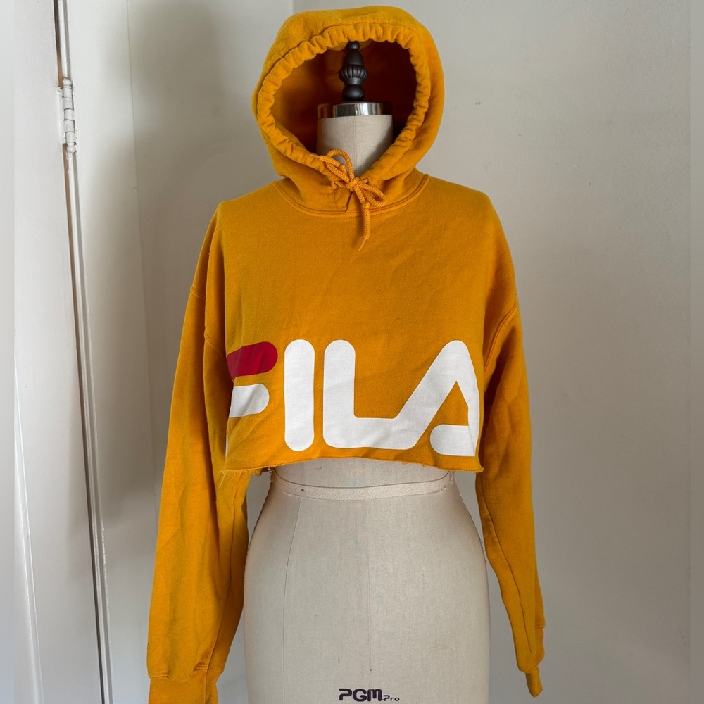 Yellow crop FILA hoodie